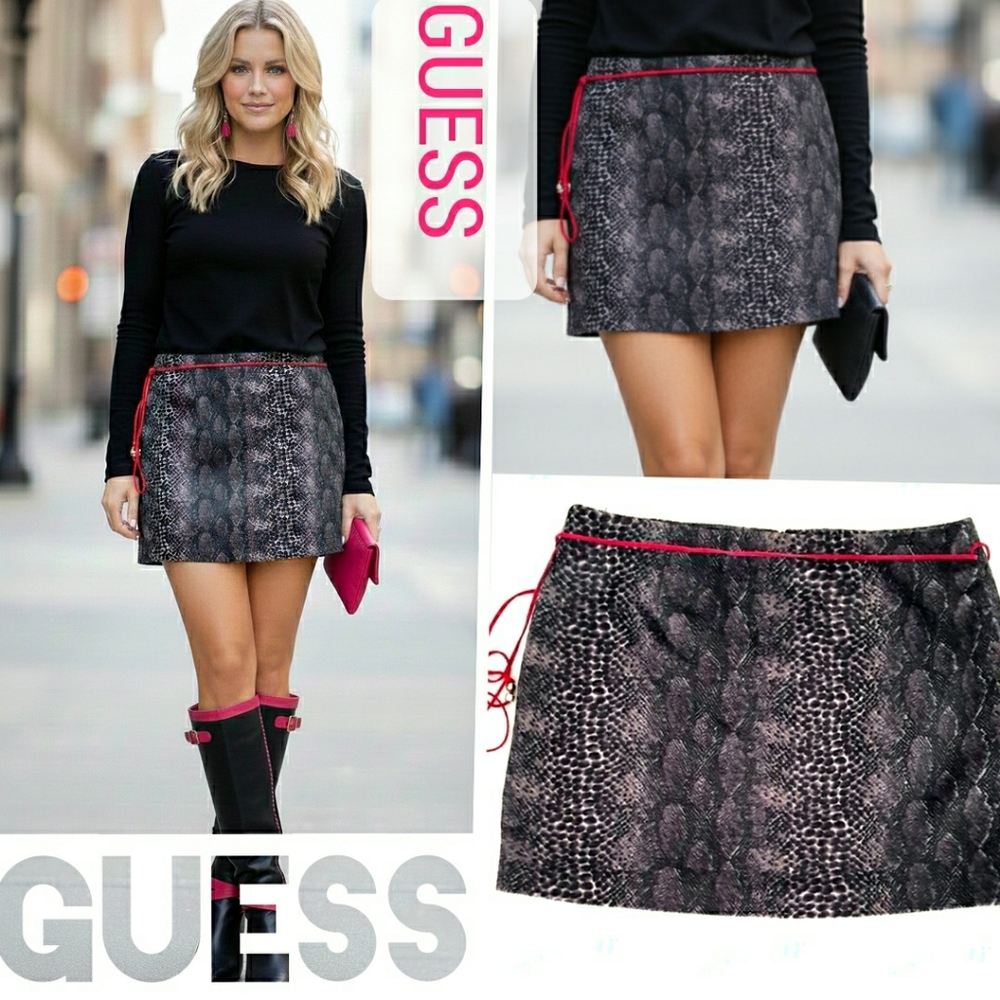 🔖Guess💋90's-Y2K Vintage Mini Skirt Snake Print| Fall/Winter Skirt